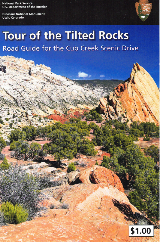 Tour guide for 'Tour of the Tilted Rocks' with scenic rock formation and trees on cover